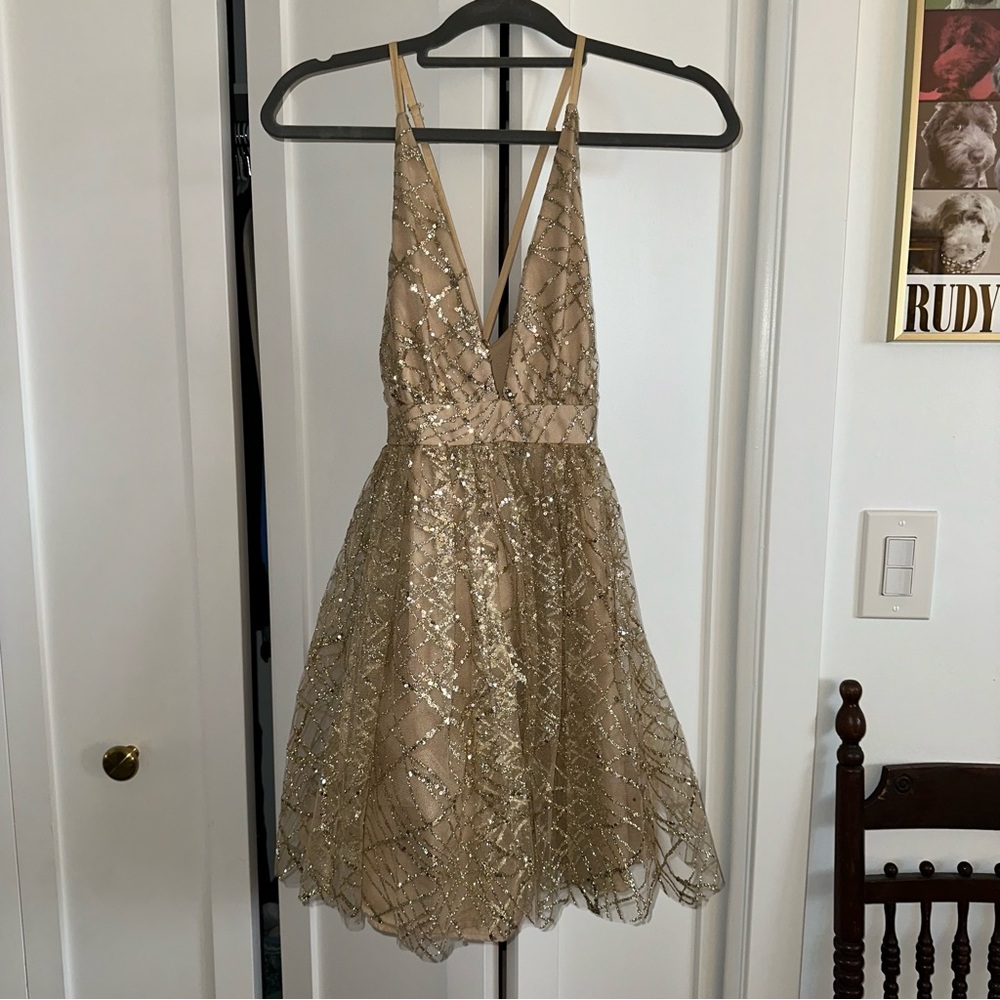 Gold Sequin Cocktail Dress